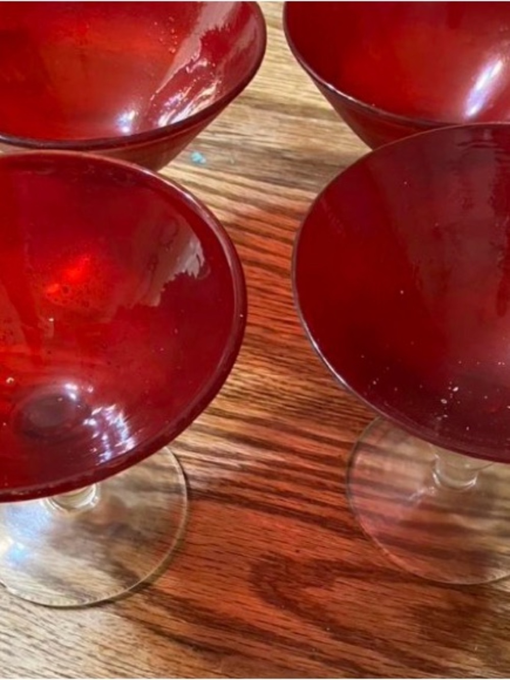 Set of 4 Red Glass Dessert Coupes by
